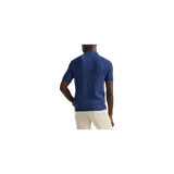 Chomba de punto trenzado de manga corta Polo Ralph Lauren, color azul, con cuello polo, cierre frontal parcial con botones y el logo bordado en el pecho.