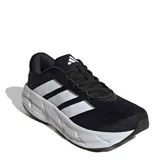 Championes de running Adidas Questar 4 M para hombre, color negro con las tres tiras características en los laterales en color blanco y entresuela blanca amortiguada.
