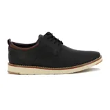 Zapato acordonado casual de hombre, color negro con detalles en marrón en el cuello y la suela.