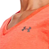 Remera deportiva Under Armour Tech Twist V-Neck color celeste jaspeado, de corte holgado, manga corta y cuello en V.