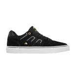 Championes de skate Emerica modelo Tilt G6 Vulc, color negro con detalles en dorado y suela blanca. Presentan diseño de caña baja, confeccionados en gamuza y material sintético con refuerzos laterales y logo de la marca en el lateral y la lengüeta.
