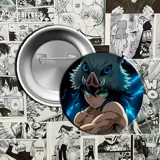 Pin metálico con la imagen de Tanjiro Kamado, personaje del anime Kimetsu no Yaiba.