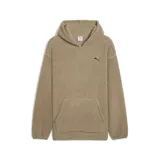 Buzo tipo canguro de Puma, confeccionado en tejido de textura sherpa color beige. Presenta capucha, bolsillo frontal tipo canguro y el logo de la marca bordado en el pecho.