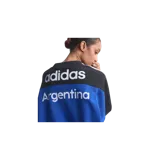 Buzo Adidas Crew With Cutline de diseño color block en azul royal y negro, con cuello redondo, bandas blancas en las mangas y el logotipo de la marca estampado en el pecho.
