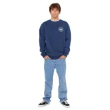 Buzo azul de cuello redondo con logo estampado en el pecho.