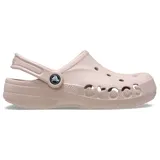 Zueco Crocs modelo Baya, color rosa claro, con diseño ergonómico, perforaciones para ventilación y correa pivotante en el talón.