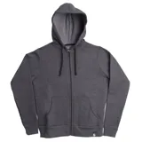 Campera con capucha y cierre frontal completo, confeccionada en tejido de punto. Cuenta con bolsillos tipo canguro en la parte frontal, puños y ruedo acanalados, y cordones ajustables en la capucha.