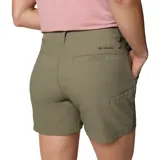 Short de tiro medio color verde oliva, con múltiples bolsillos funcionales, incluyendo uno de seguridad con cremallera y trabilla multiusos. Confeccionado con tecnología de repelencia avanzada.