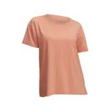 Remera deportiva color salmón, de corte holgado y mangas cortas.