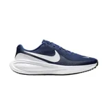 Championes de running Nike Revolution 8, color azul marino con logo lateral y suela en blanco.