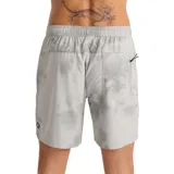 Bermuda gris con estampado tie-dye difuso, de corte clásico y bolsillos laterales.