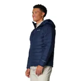 Campera puffer Columbia modelo Powder Lite II, color azul marino, con capucha integrada, cierre frontal completo y bolsillos laterales con cremallera. Cuenta con tecnología Omni-Heat™ termorreflectante y aislamiento sintético Thermarator™.