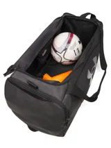 Bolso deportivo Under Armour modelo Undeniable 5 Duffle M, color gris oscuro con detalles en negro. Cuenta con tecnología UA Storm repelente al agua, paneles inferiores y laterales reforzados con TPU, compartimento ventilado para calzado o ropa sucia, bolsillos organizadores internos, correa de hombro acolchada extraíble y asas superiores.