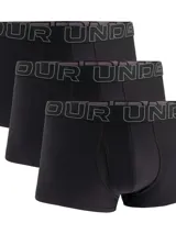 Pack de tres bóxers Under Armour de color negro con cintura elástica ancha y marca estampada.
