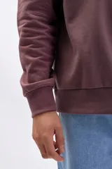 Buzo deportivo color marrón con medio cierre en el cuello y estampado frontal con la frase "NATIONAL PARK" en color blanco.