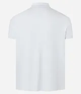 Remera polo blanca de algodón con cuello inglés y cremallera.