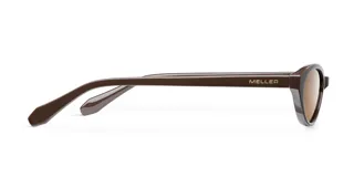 Lentes de sol con montura cat-eye slim de color marrón chocolate y lentes polarizadas a tono.