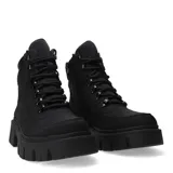 Botas de caña media color beige, con cordones y suela track.