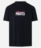 Remera negra de algodón con estampado en la espalda de la calavera con sombrero de paja de One Piece.