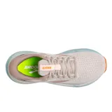 Championes de running Brooks Glycerin 21, color beige con detalles en naranja y celeste.