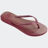 Ojotas Havaianas Slim Gloss con base gris degradé a negro y tiras negras.
