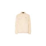 Campera de corderito sintético color crema de Polo Ralph Lauren, con cierre frontal completo, cuello alto y un bolsillo en el pecho con solapa. Cuenta con el logotipo bordado en el pecho.