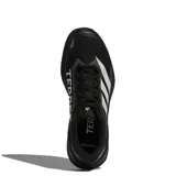 Championes de trail running Adidas Terrex Agravic Lt, color negro con las icónicas tres tiras en blanco. Diseño técnico con malla transpirable y refuerzos sintéticos, ideal para terrenos irregulares.