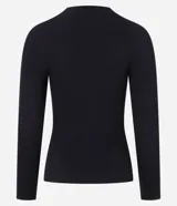 Blusa marrón de mangas largas, confeccionada en viscosa, con cuello redondo y sisas raglán.