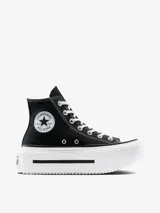 Championes Converse Chuck Taylor All Star Lift de caña alta, color negro con detalles en blanco. Plataforma alta con suela de goma.