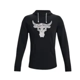 Buzo negro con capucha y cordones blancos, de manga larga y logo de Project Rock estampado en el pecho.