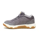 Championes urbanos Caterpillar modelo Theorem Shootie, color gris, confeccionados en gamuza y malla, con entresuela blanca y suela de goma color caramelo.