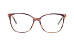Armazón para anteojos Demenego modelo 126/54, color marrón con detalles en violeta, de acetato y forma cuadrada.