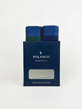 Pack de dos boxers de algodón con elastano, uno azul pálido y otro gris oscuro.