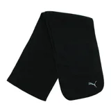 Bufanda Puma Fundamentals de color negro, confeccionada en tejido suave con bordes redondeados y logo de la marca bordado en un extremo.