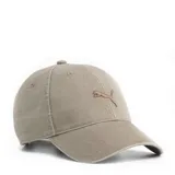 Gorra Puma modelo Premium Ess Classic Bb Cap, color gris con detalle del logo bordado en tono rosado o cobre. Confeccionada con diseño clásico de visera curva.