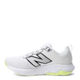 Championes de running New Balance modelo 460, color blanco con detalles en negro y suela en tono verde lima. Presentan exterior de malla transpirable con refuerzos sintéticos y logo lateral característico.