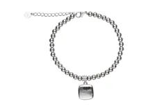 Pulsera de plata italiana 925 con dije cuadrado con la inscripción "I Love Baby".