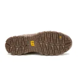 Championes Caterpillar de cuero color marrón, con diseño robusto y suela de goma antideslizante. Presenta cordones reforzados, entresuela de EVA y detalles de la marca en el lateral y la puntera.