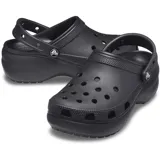 Zuecos Crocs Classic Platform color negro, con suela de plataforma elevada y tira trasera ajustable.