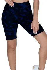 Biker deportiva Everlast de talle alto con estampado abstracto en tonos de azul y negro.
