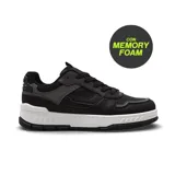 Championes deportivos American Sport modelo Salem, color negro con suela blanca. Presentan un diseño de corte bajo con paneles texturizados y tecnología Memory Foam para mayor confort.