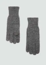 Guantes de tejido de punto en color gris melange, con puño acanalado y diseño clásico.