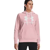 Canguro Under Armour Rival Fleece para mujer, color rosa con logo blanco estampado en el pecho.