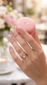 Set de tres anillos apilables de plata 925 con baño de oro. Incluye un anillo con dije de corazón pavé de circonias, un anillo con esmalte rosa y detalles de corazones, y un anillo con diseño de lazo de Minnie Mouse decorado con circonias.