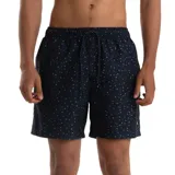Short de baño Quiksilver modelo Minichaos, color azul marino con estampa geométrica de pequeños cuadrados multicolor. Cuenta con cintura elástica y cordón ajustable contrastante.
