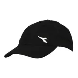 Gorra de béisbol negra con logo de Diadora bordado en blanco en el frente.