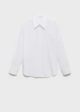 Camisa de corte recto confeccionada en una mezcla de algodón y lyocell. Presenta cuello camisero clásico, cierre frontal con botones y mangas largas con puños abotonados.