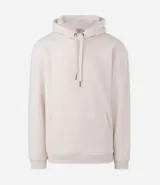 Buzo cerrado de fleece con capucha ajustable, manga larga con puños acanalados, bolsillo tipo canguro y cintura ajustada.