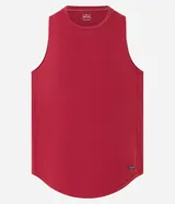Musculosa deportiva masculina Get Over, de corte regular en color marrón, con cuello redondo, costuras visibles y etiqueta decorativa en el bajo.