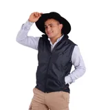 Chaleco negro de microfibra impermeable con interior de polar y cierre frontal.